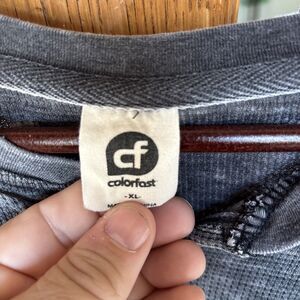 Colorfast GRAY XL THERMAL LONG Sleeve HENLEY SHIRT Vintage Y2K